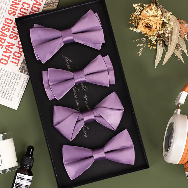 Nœud papillon violet mercerisé de couleur unie pour homme