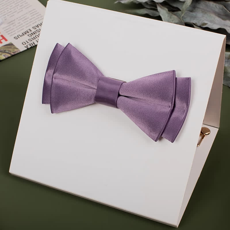 Nœud papillon violet mercerisé de couleur unie pour homme