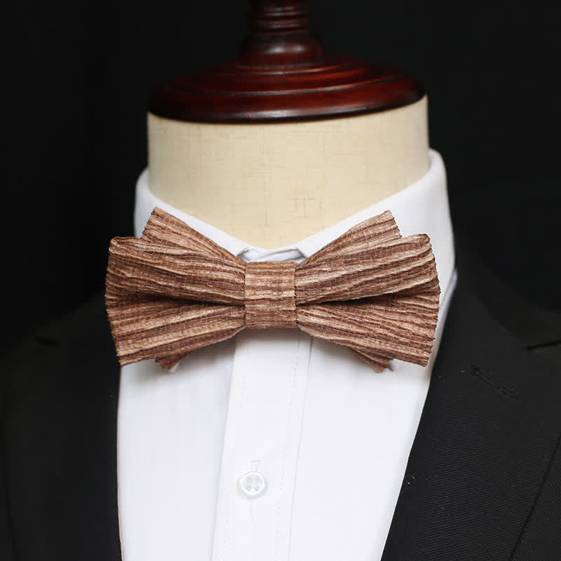 Nœud papillon rayé marron café distinctif pour homme