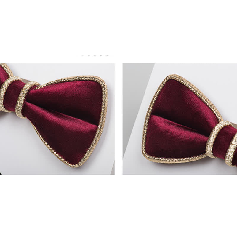Nœud papillon décoratif en velours pour homme avec bordure scintillante