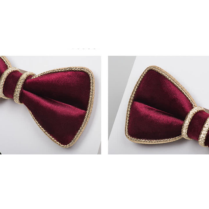 Nœud papillon décoratif en velours pour homme avec bordure scintillante