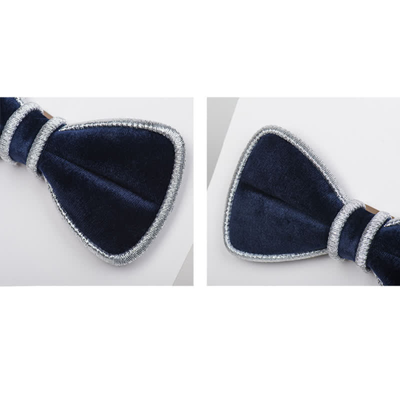 Nœud papillon décoratif en velours pour homme avec bordure scintillante