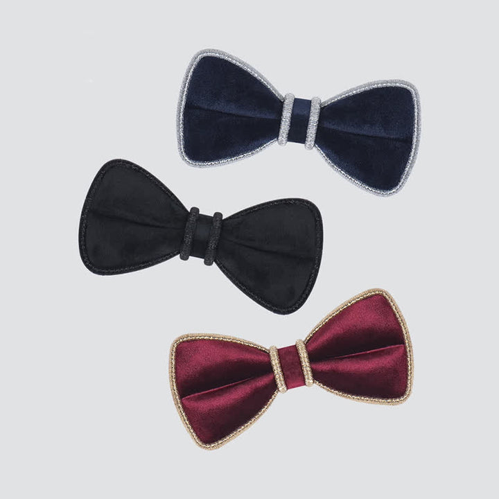 Nœud papillon décoratif en velours pour homme avec bordure scintillante
