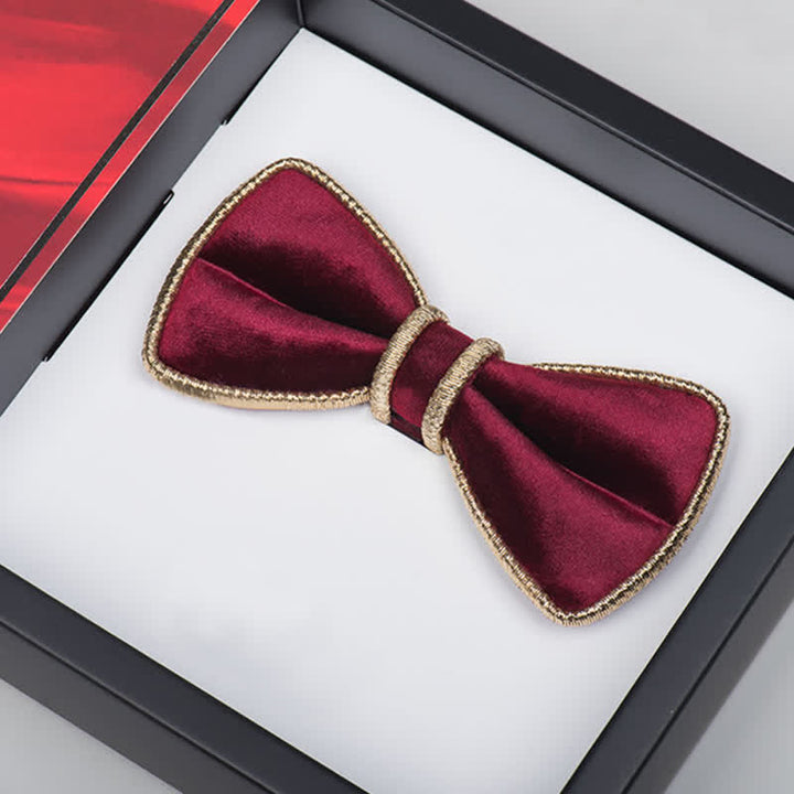 Nœud papillon décoratif en velours pour homme avec bordure scintillante