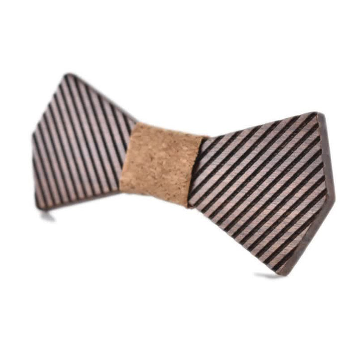 Nœud papillon en bois rayé élégant pour homme en noyer noir