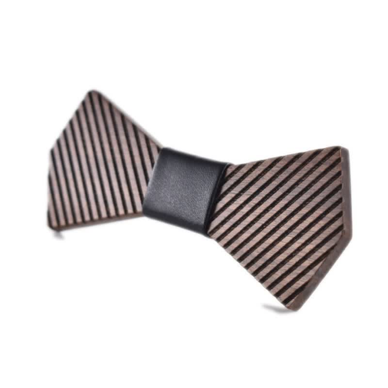 Nœud papillon en bois rayé élégant pour homme en noyer noir