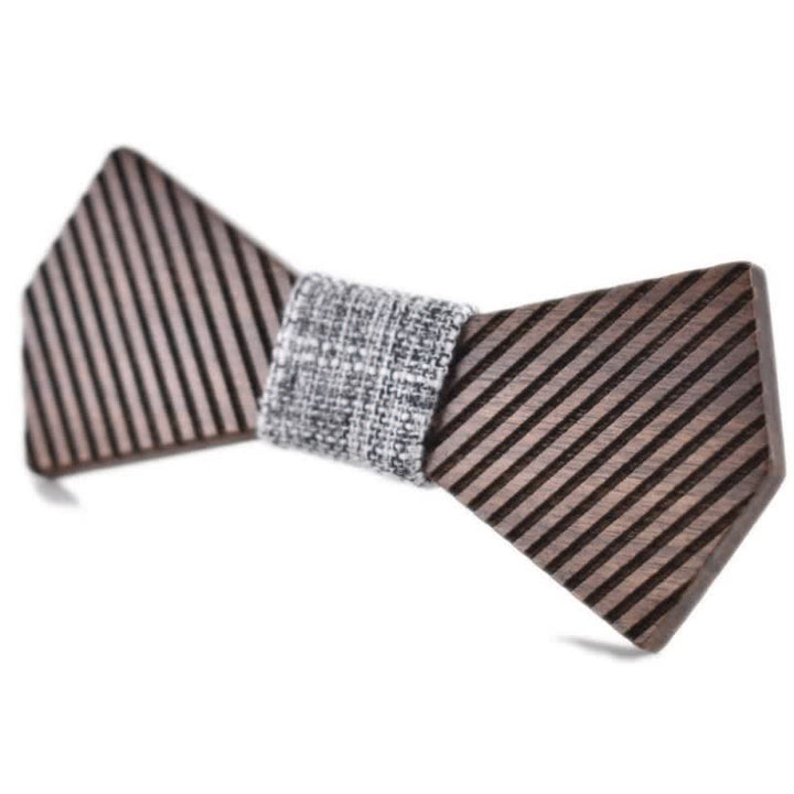 Nœud papillon en bois rayé élégant pour homme en noyer noir