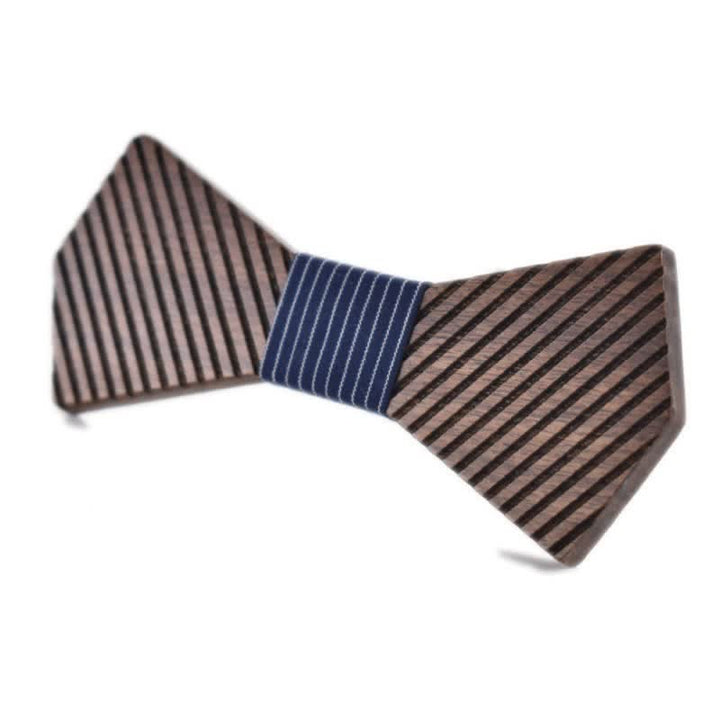 Nœud papillon en bois rayé élégant pour homme en noyer noir