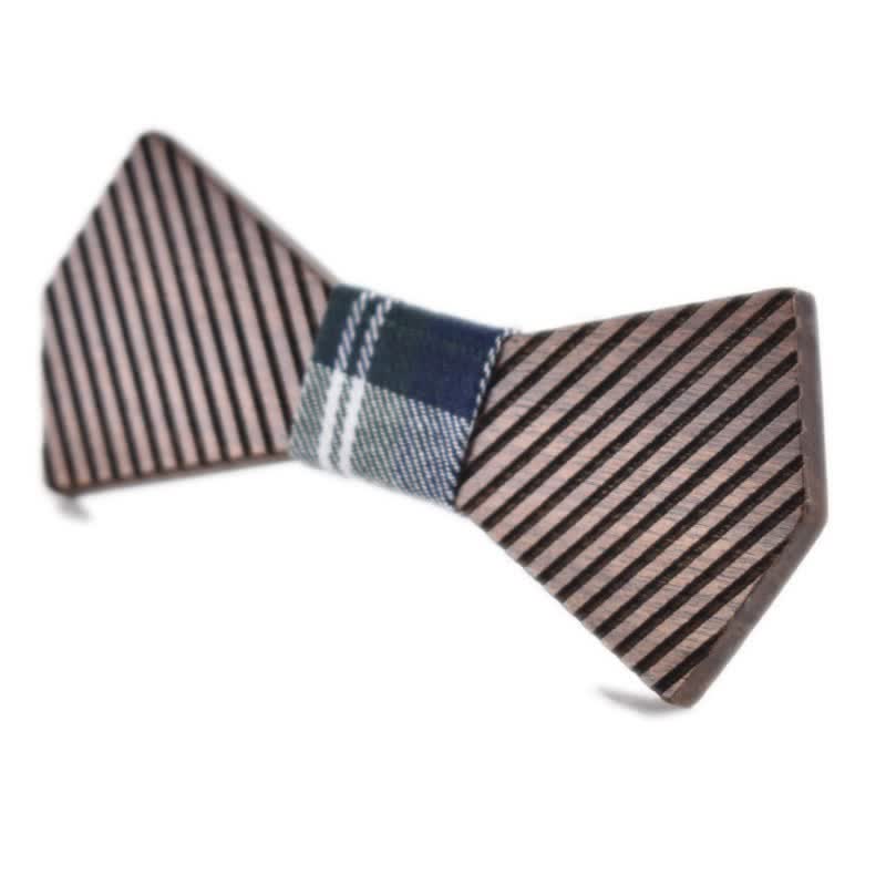 Nœud papillon en bois rayé élégant pour homme en noyer noir