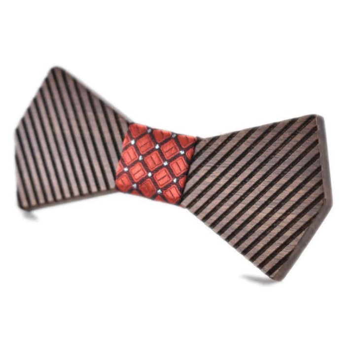 Nœud papillon en bois rayé élégant pour homme en noyer noir