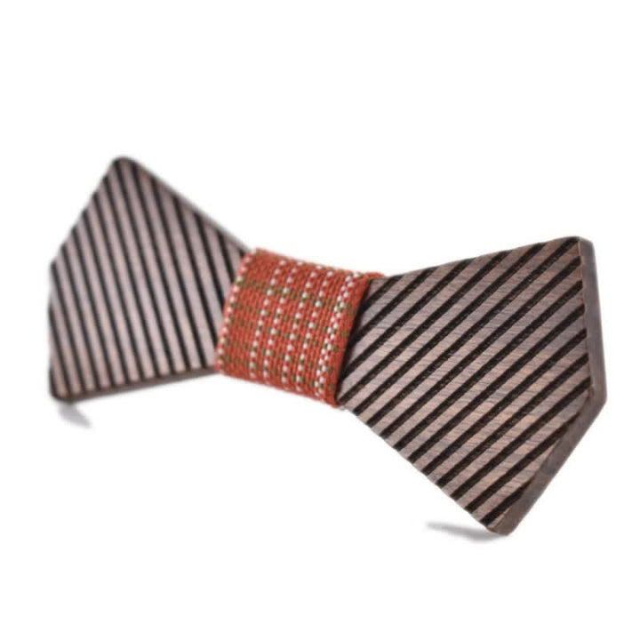 Nœud papillon en bois rayé élégant pour homme en noyer noir