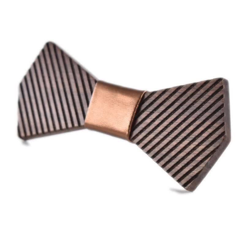 Nœud papillon en bois rayé élégant pour homme en noyer noir