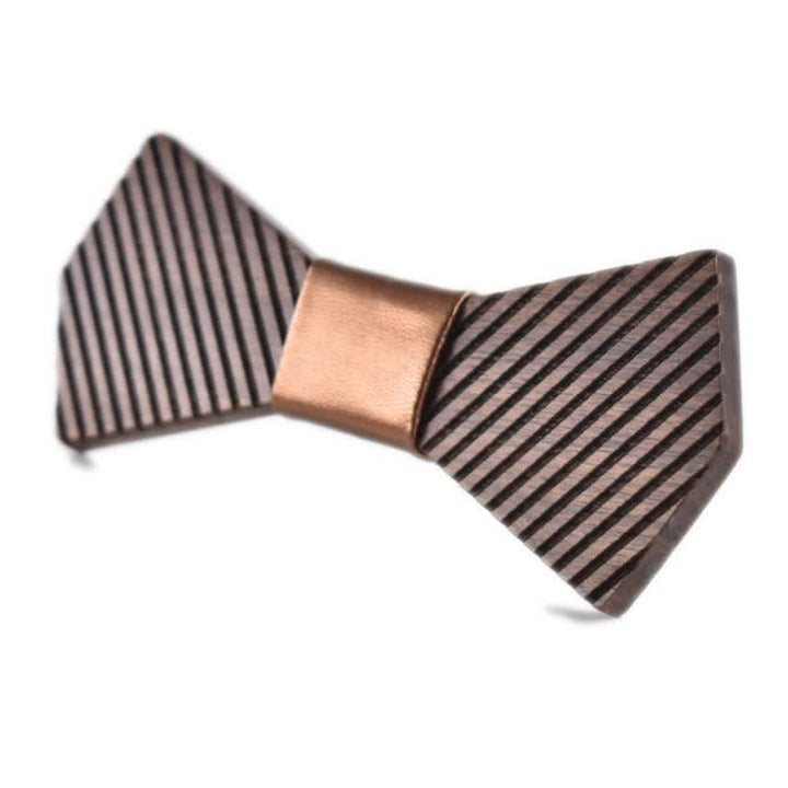 Nœud papillon en bois rayé élégant pour homme en noyer noir