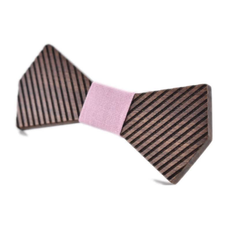 Nœud papillon en bois rayé élégant pour homme en noyer noir
