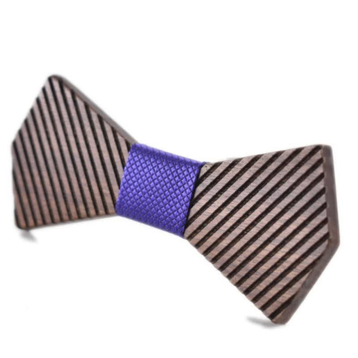 Nœud papillon en bois rayé élégant pour homme en noyer noir