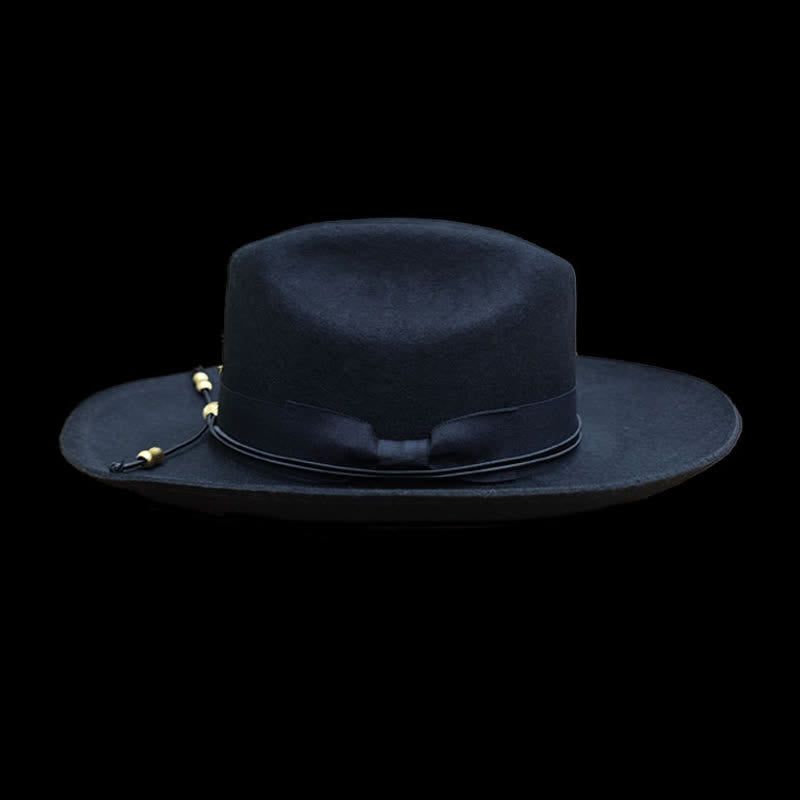 Chapeau de cowboy en laine de cavalerie à décor noir et doré