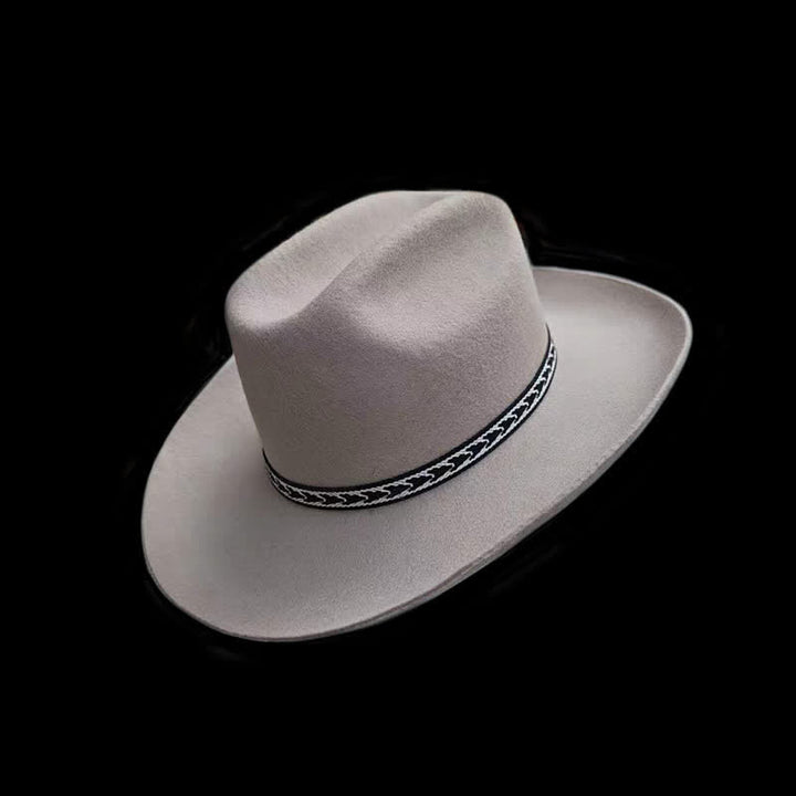 Chapeau de cowboy en laine à large bord classique de style western