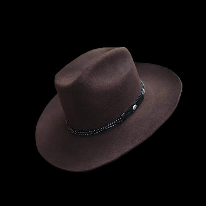 Chapeau de cowboy en laine à large bord classique de style western