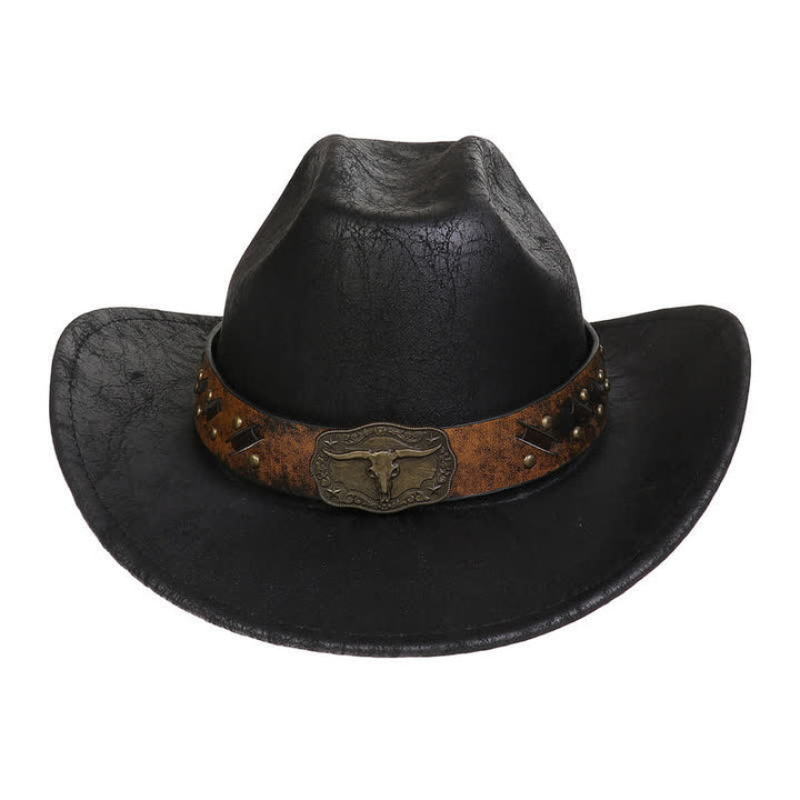 Chapeau de cowboy en similicuir vintage Longhorn Bull - image 16