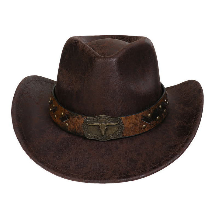 Chapeau de cowboy en similicuir vintage Longhorn Bull - image 3
