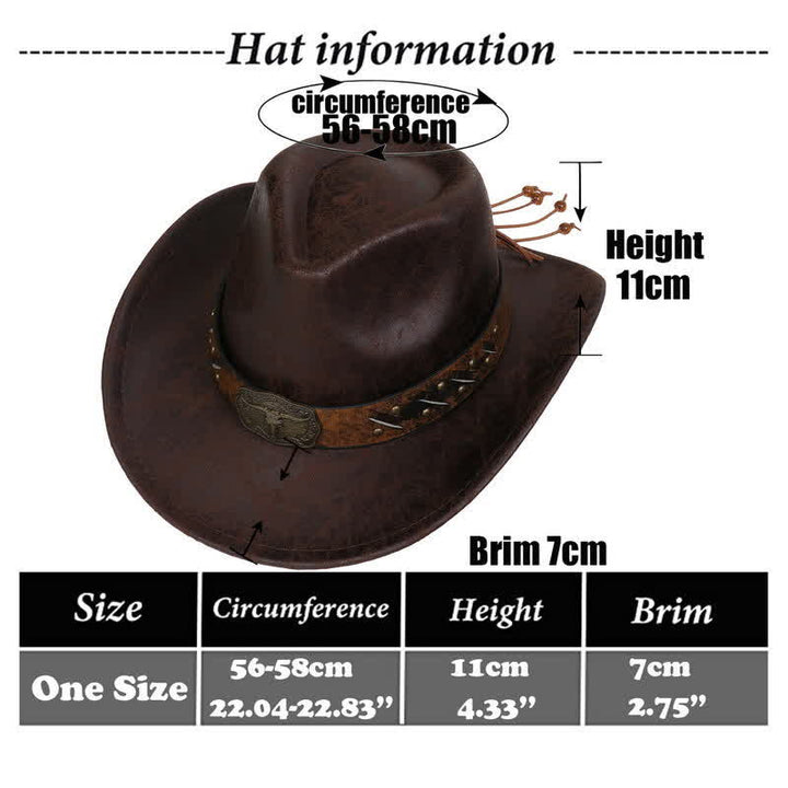 Chapeau de cowboy en similicuir vintage Longhorn Bull - image 2