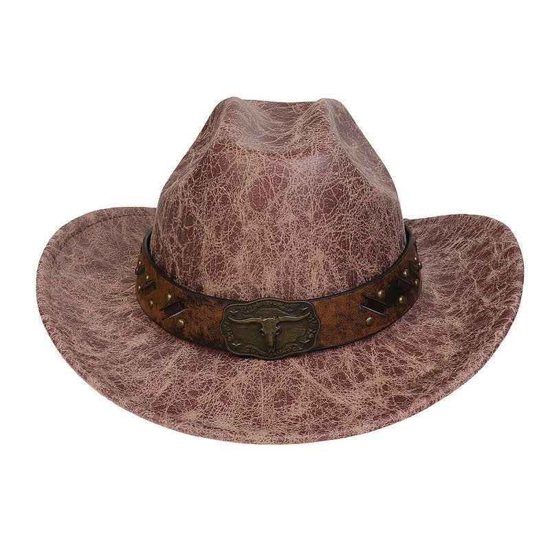 Chapeau de cowboy en similicuir vintage Longhorn Bull - image 20
