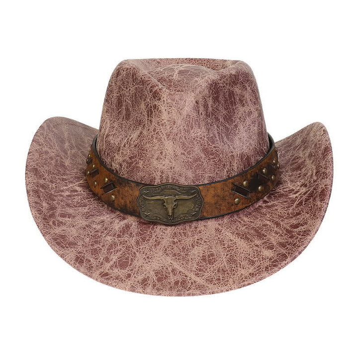 Chapeau de cowboy en similicuir vintage Longhorn Bull - image 10