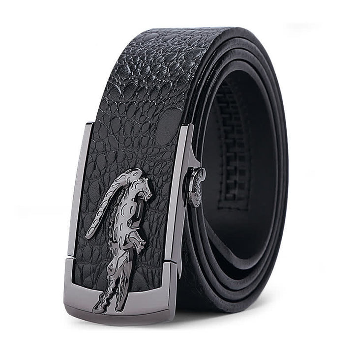 Ceinture en cuir à boucle automatique crocodile unique pour hommes
