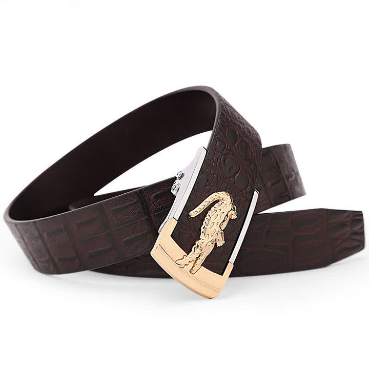 Ceinture en cuir à boucle automatique crocodile unique pour hommes