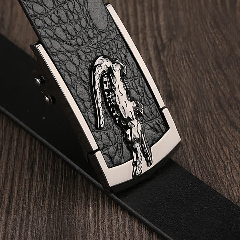Ceinture en cuir à boucle automatique crocodile unique pour hommes