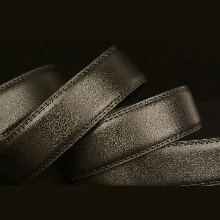 Ceinture en cuir à boucle automatique avec strass pour homme et tête de loup