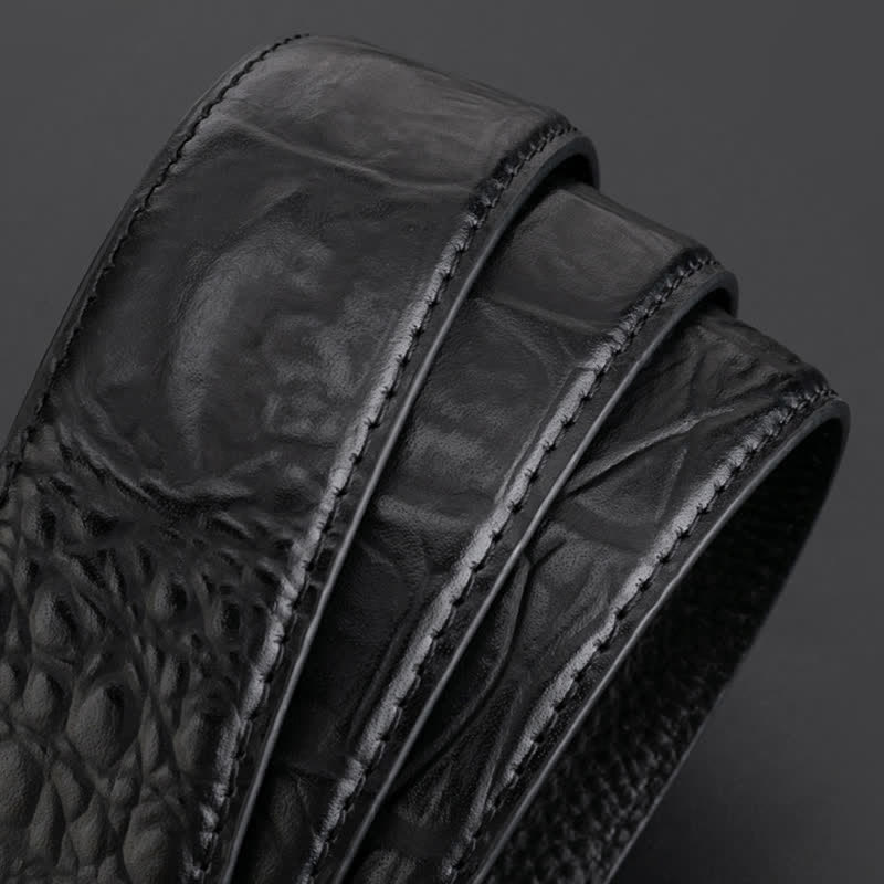 Ceinture en cuir à boucle automatique pour homme avec strass et motif loup rond