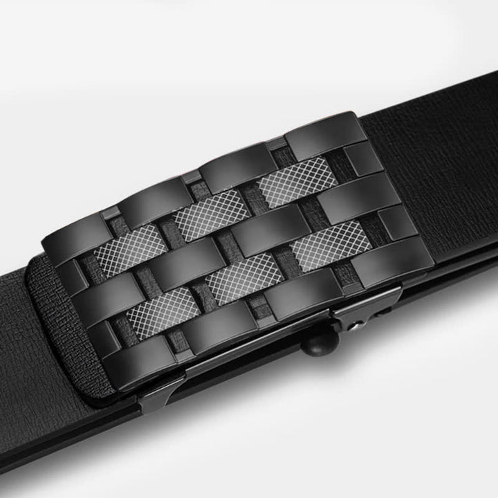Ceinture en cuir à boucle automatique rectangulaire pour homme