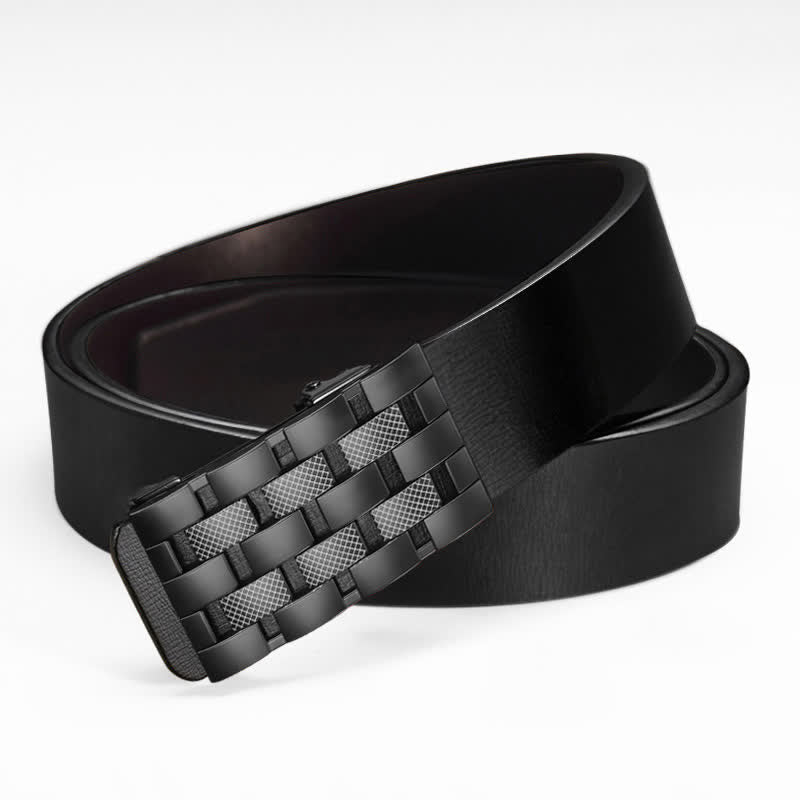 Ceinture en cuir à boucle automatique rectangulaire pour homme