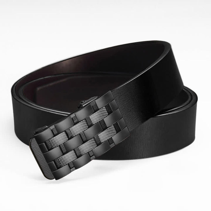 Ceinture en cuir à boucle automatique rectangulaire pour homme