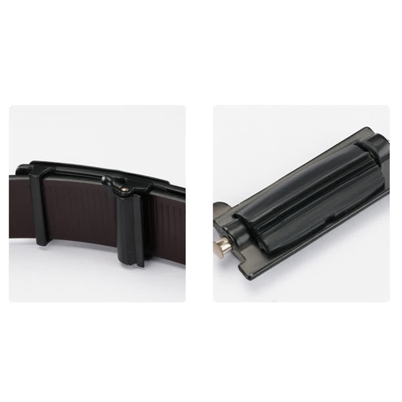 Ceinture en cuir à boucle automatique rectangulaire pour homme