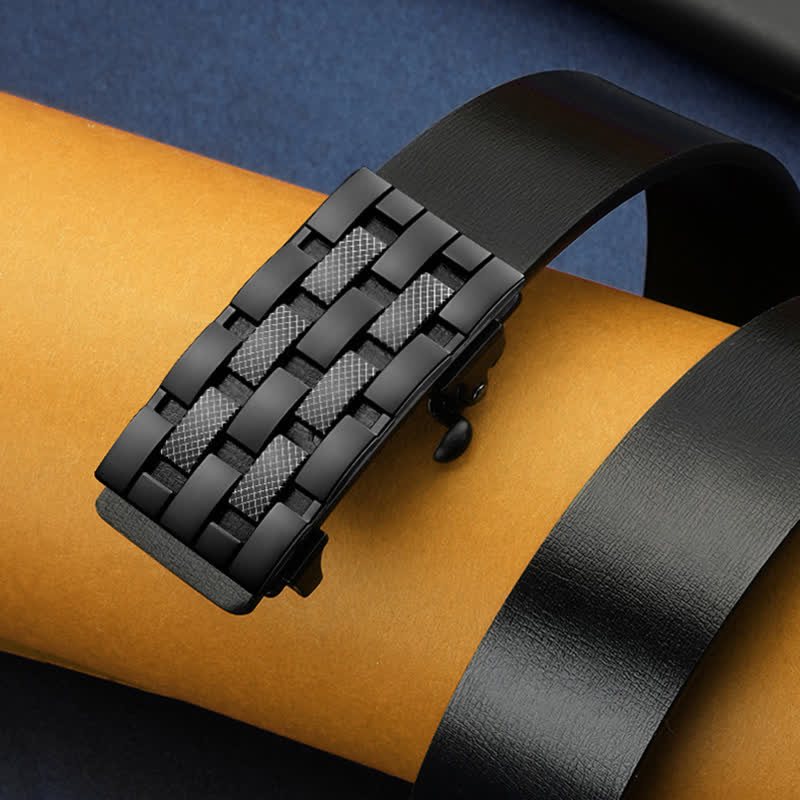 Ceinture en cuir à boucle automatique rectangulaire pour homme