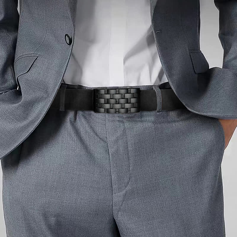 Ceinture en cuir à boucle automatique rectangulaire pour homme