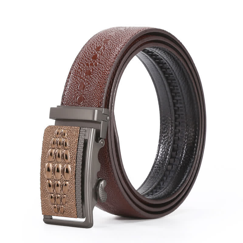 Ceinture en cuir à boucle automatique pour homme avec motif crocodile