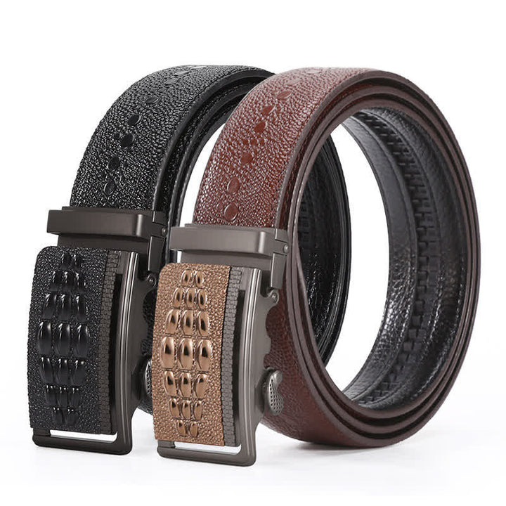 Ceinture en cuir à boucle automatique pour homme avec motif crocodile