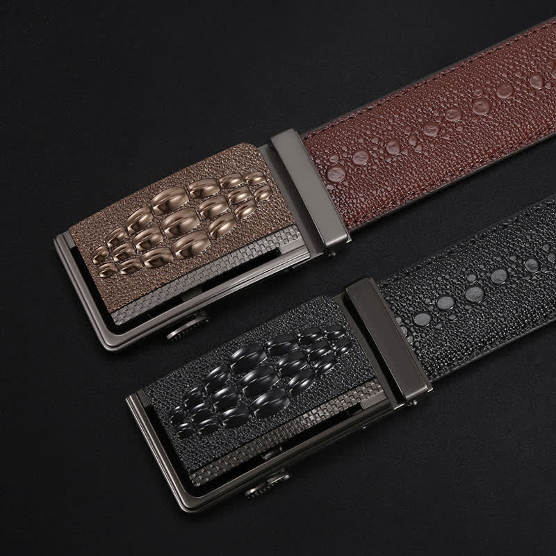 Ceinture en cuir à boucle automatique pour homme avec motif crocodile