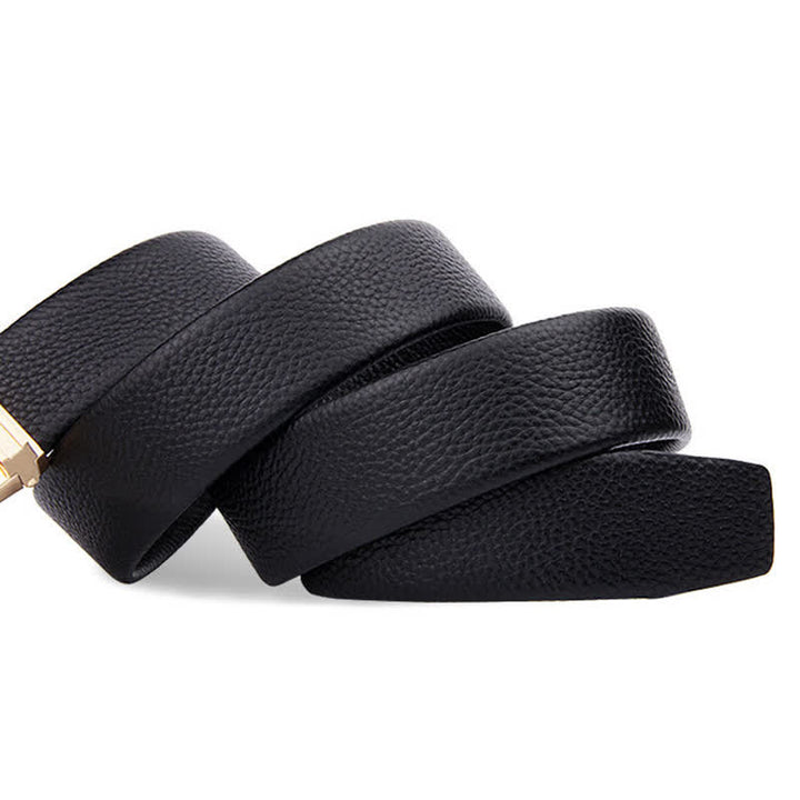 Ceinture en cuir à boucle automatique pour homme avec motif animal doré