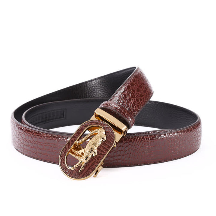 Ceinture en cuir à boucle automatique en crocodile creux pour homme