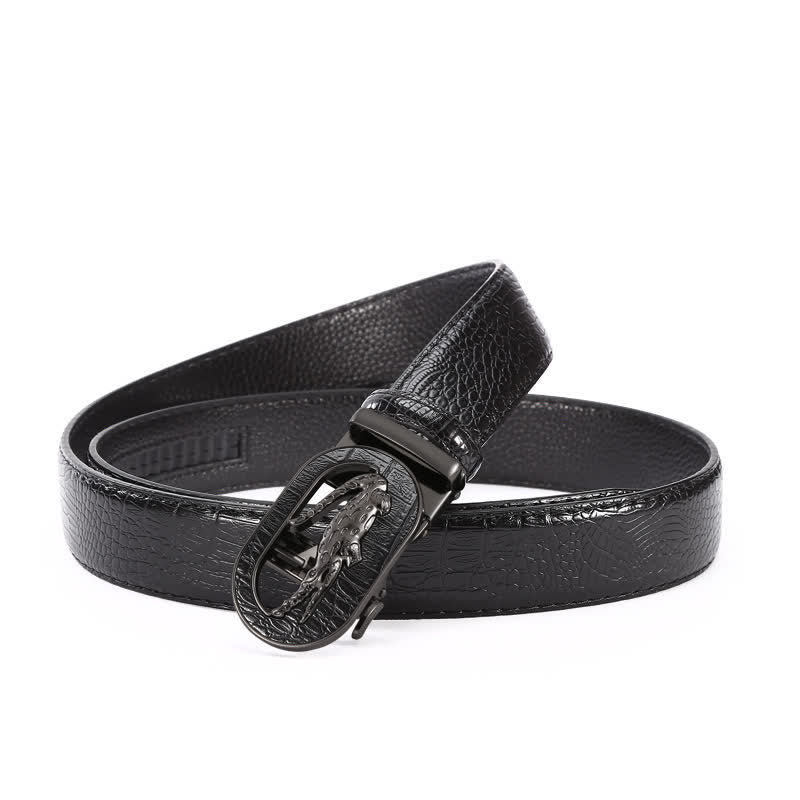 Ceinture en cuir à boucle automatique en crocodile creux pour homme