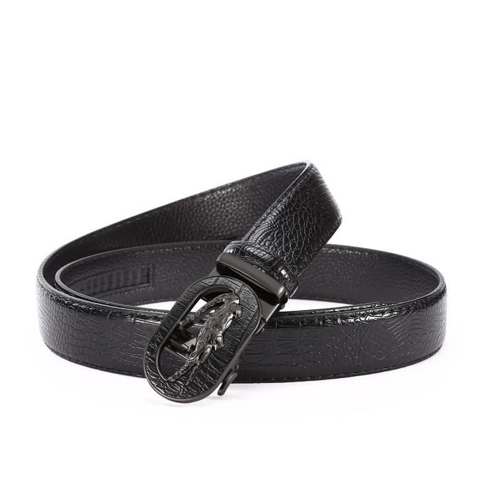 Ceinture en cuir à boucle automatique en crocodile creux pour homme