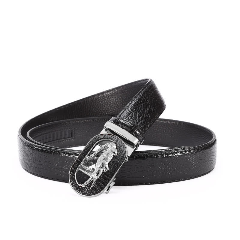 Ceinture en cuir à boucle automatique en crocodile creux pour homme