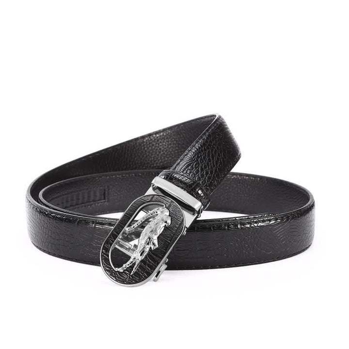 Ceinture en cuir à boucle automatique en crocodile creux pour homme