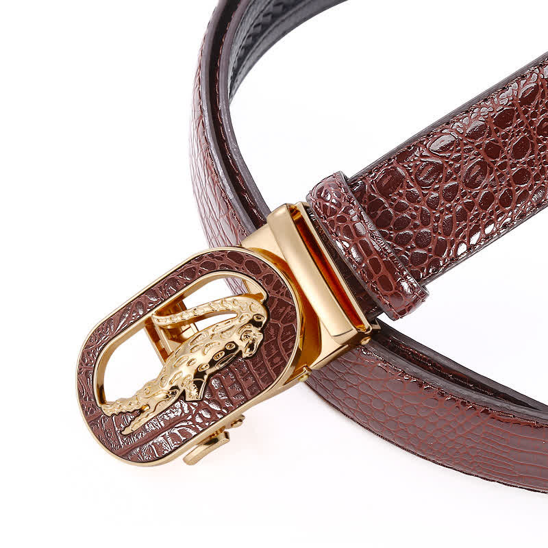 Ceinture en cuir à boucle automatique en crocodile creux pour homme