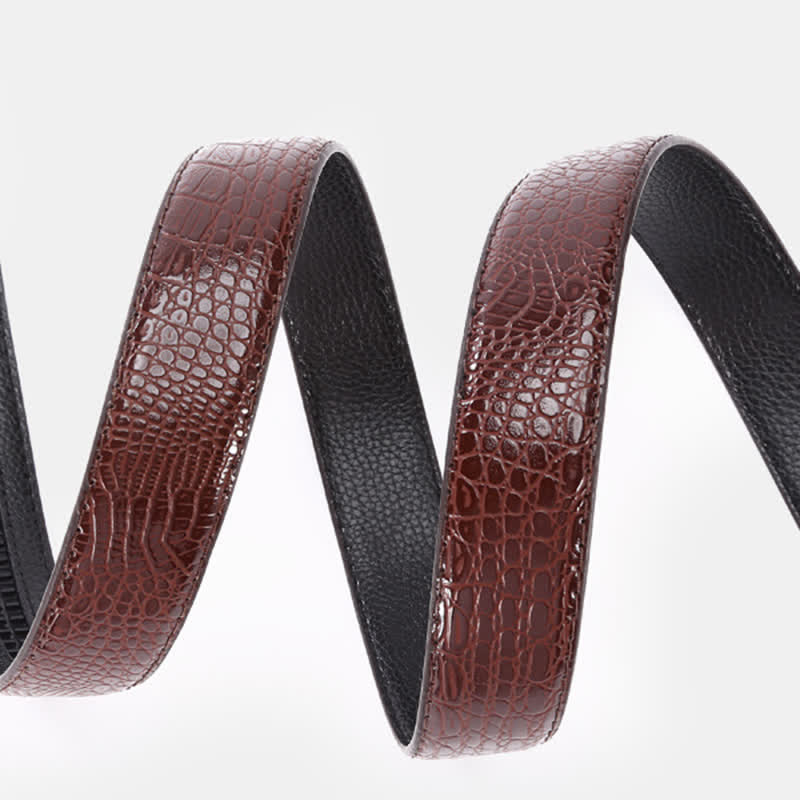Ceinture en cuir à boucle automatique en crocodile creux pour homme