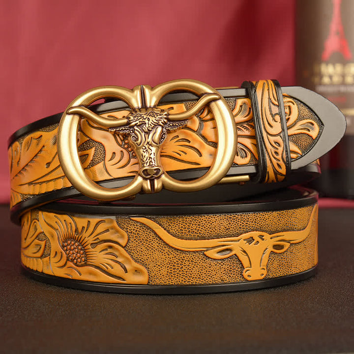 Ceinture en cuir à boucle automatique à double anneau pour homme